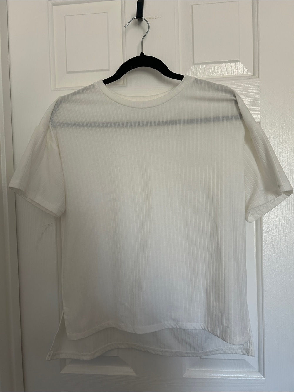 DownEast Men's White Ribbed Short-Sleeve Tee